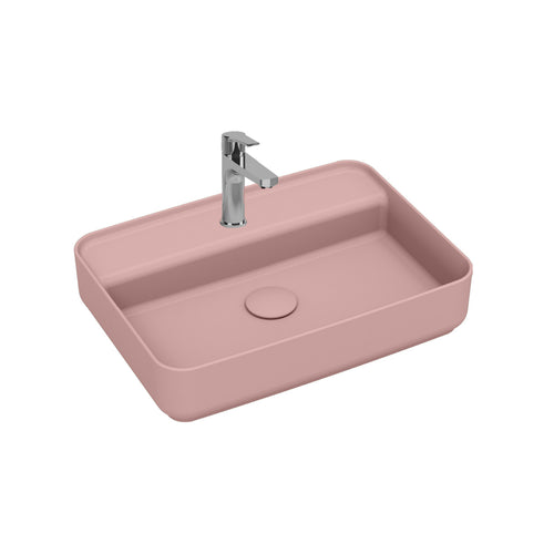Lavabo d'appoggio rettangolare con foro BathCore serie Infinity 55x40 color Salmone Opaco