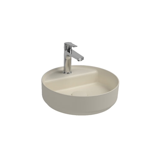 Lavabo d'appoggio tondo con foro BathCore serie Infinity 42 cm color Avorio Opaco