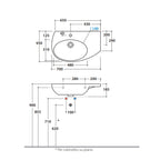 Lavabo Sospeso con piano d'appoggio laterale 70x45 cm Ceramica Globo Mode - vasca a sinistra