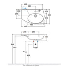 Lavabo Sospeso con piano d'appoggio laterale 70x45 cm Ceramica Globo Mode - vasca a destra
