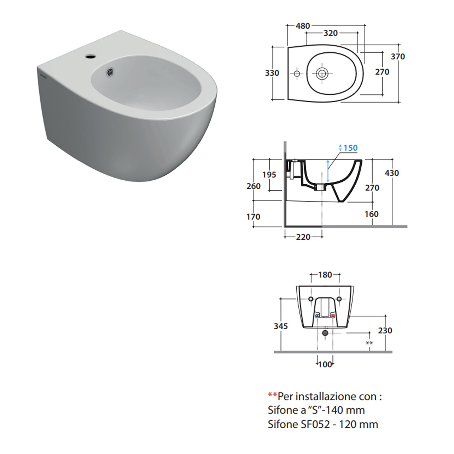 Sanitari sospesi con sedile soft-close 48x37 cm modello 4all Ceramica Globo - Nero Opaco