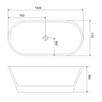 Vasca da bagno Freestanding in acrilico modello Ancona da 150 cm - Bianco
