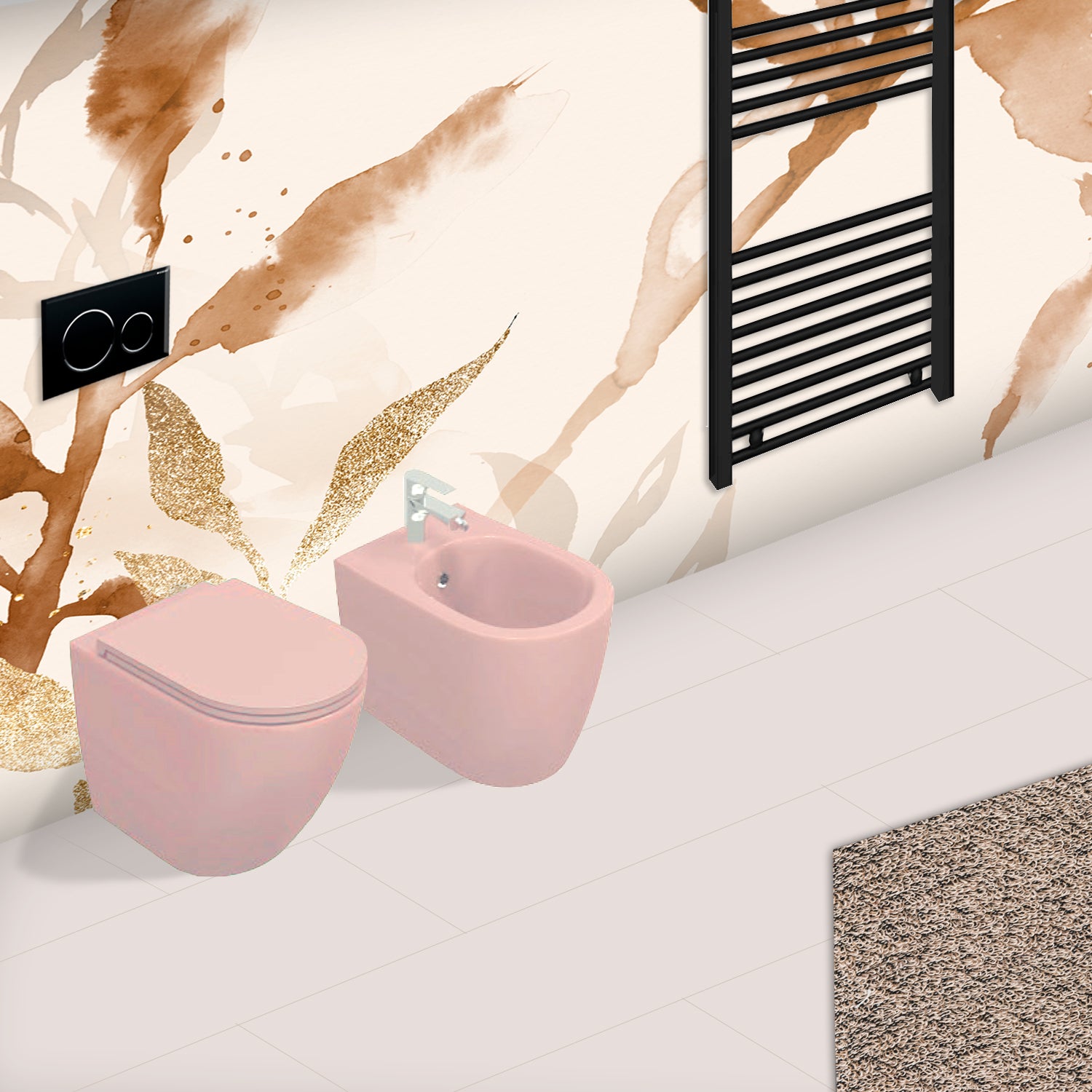 Sanitari Filomuro Rimless con copriwater Soft Close BathCore serie Infinity 53x36