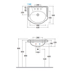 Lavabo sospeso stile classico 62x54 cm Ceramica Globo PAESTUM