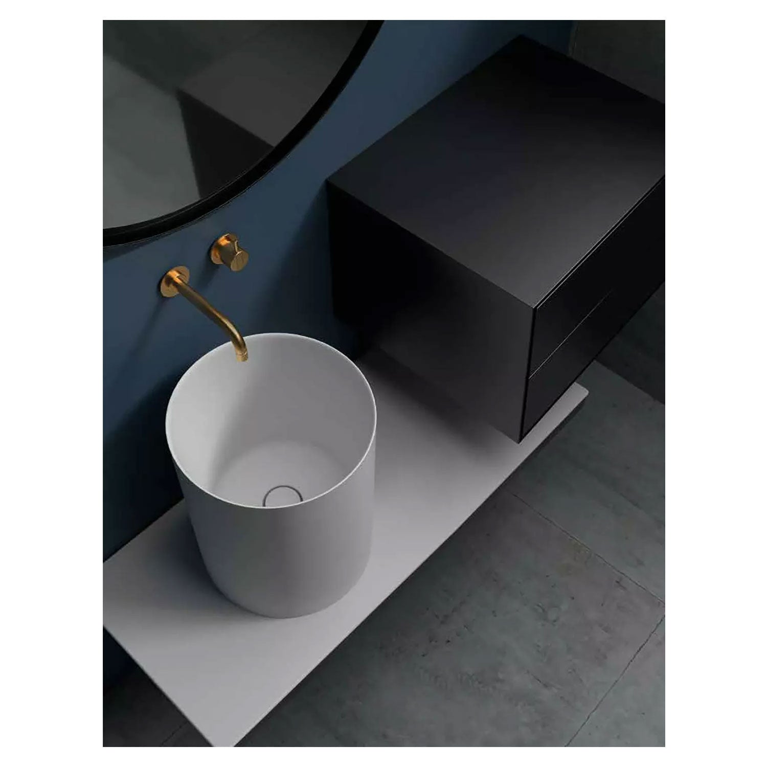 Lavandino da appoggio/sospeso cm Ã¸37x46h serie Core di Ceramica Galassia -  Bianco lucido