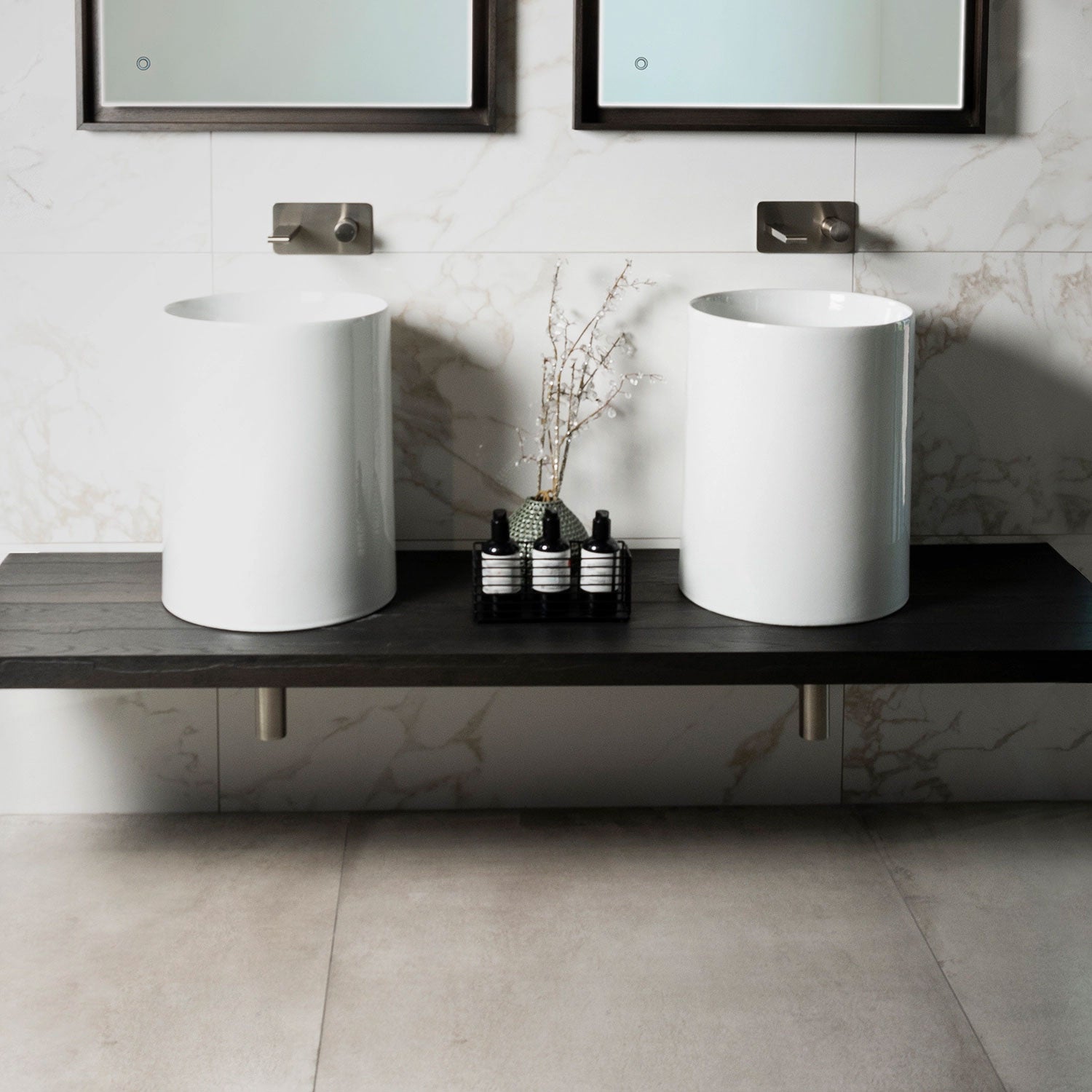 Lavandino da appoggio/sospeso cm Ã¸37x46h serie Core di Ceramica Galassia -  Bianco lucido