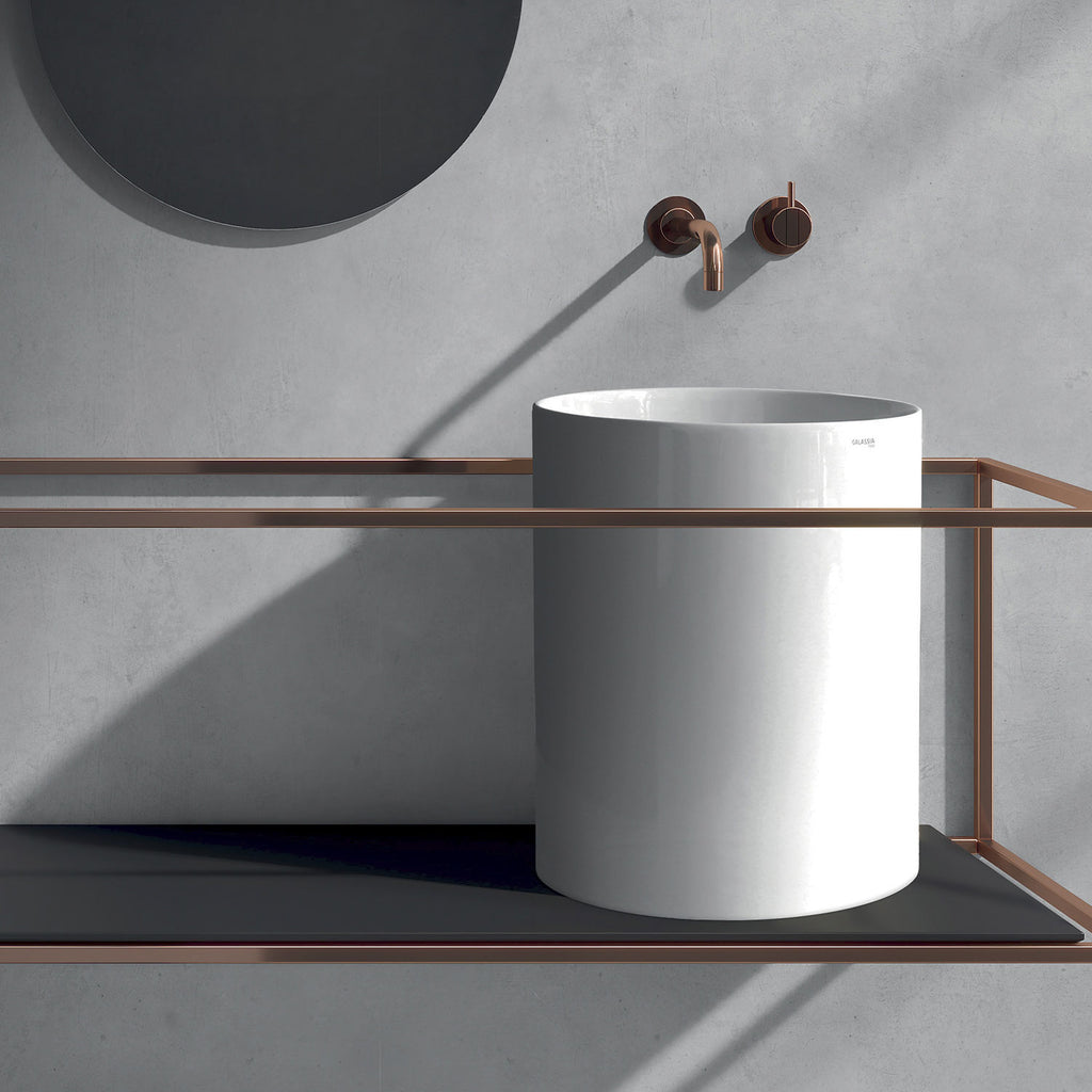 Lavandino da appoggio/sospeso cm Ã¸37x46h serie Core di Ceramica Galassia -  Bianco lucido