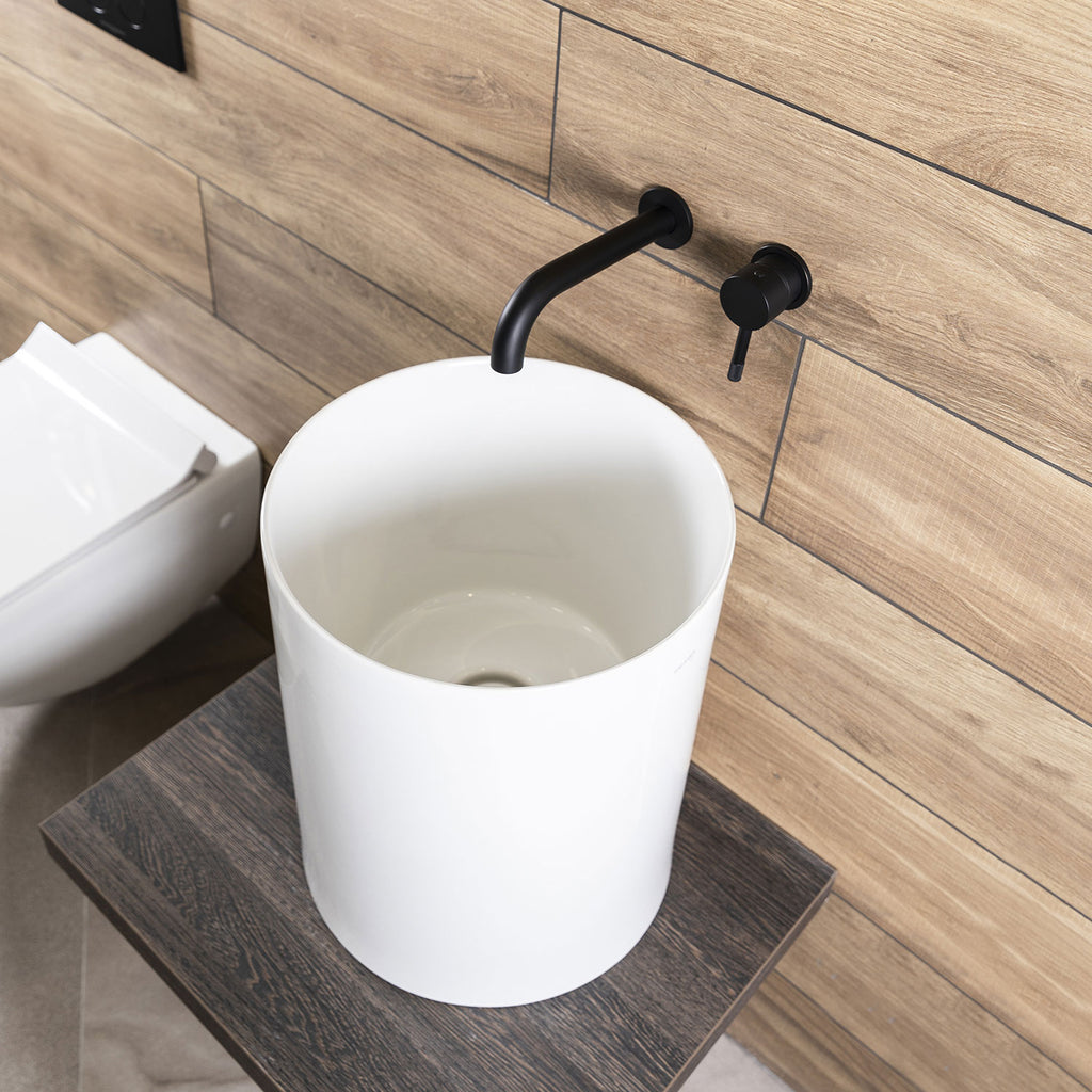 Lavandino da appoggio/sospeso cm Ã¸37x46h serie Core di Ceramica Galassia -  Bianco lucido