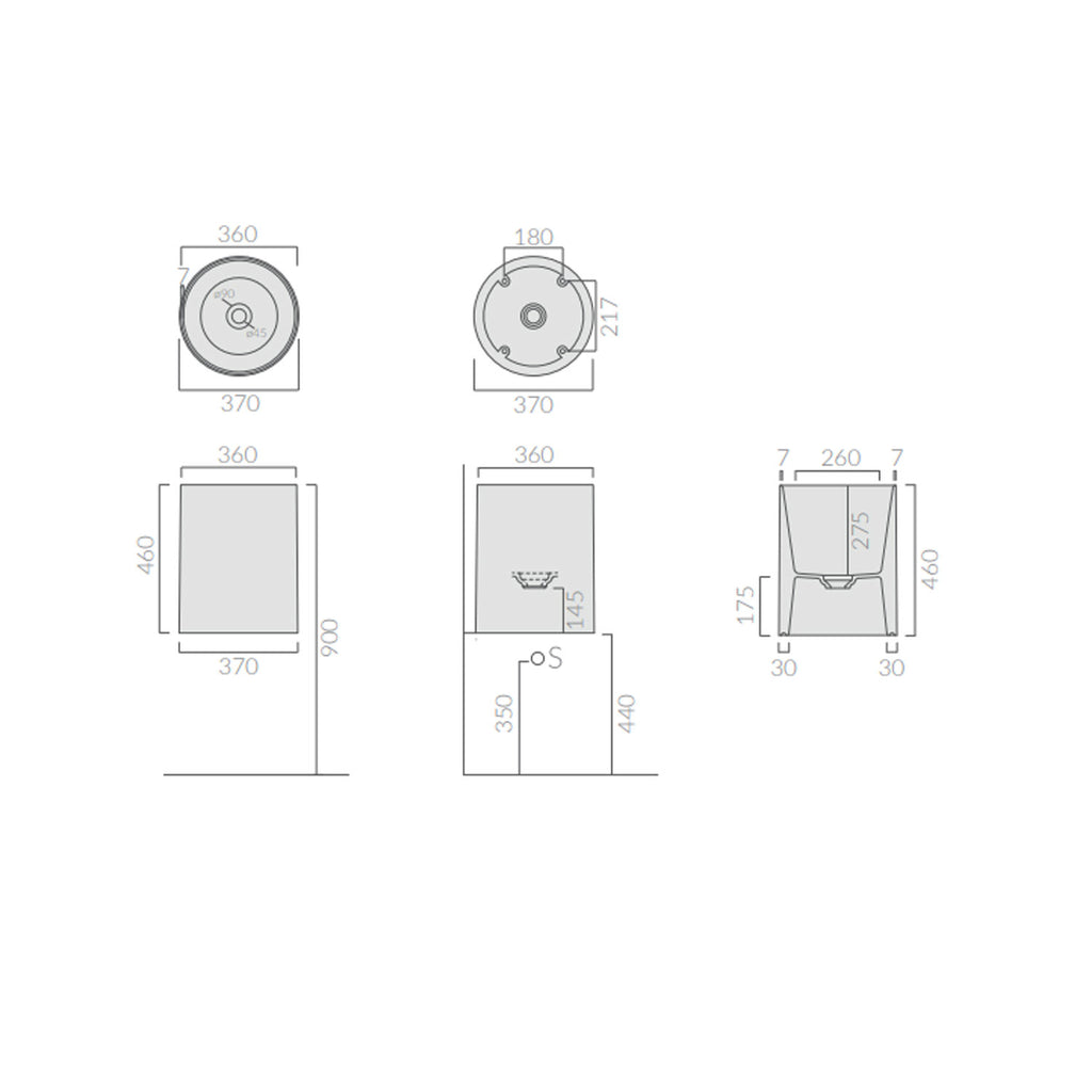 Lavandino da appoggio/sospeso cm Ã¸37x46h serie Core di Ceramica Galassia -  Sabbia
