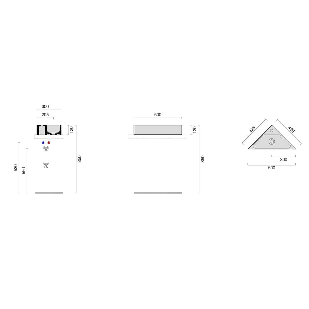 Lavabo angolare in ceramica 30x60 collezione Misura di Domus Falerii