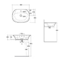 Lavabo sospeso Sensation in ceramica bianca lunghezza 60 cm