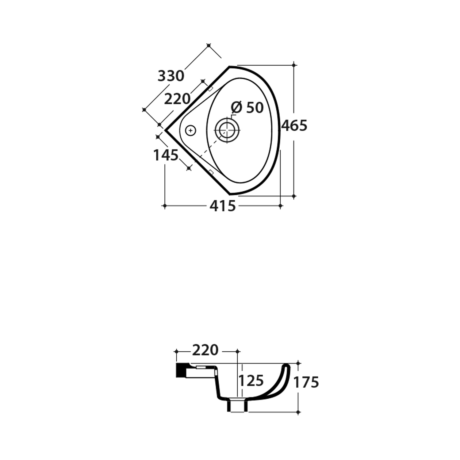 Lavabo ad angolo bianco sospeso Torano di Ceramica Globo 41