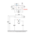 Lavabo 50x25x12h cm. Installazione sospesa o da appoggio. Completo di fissaggi. In ceramica biancaÂ 