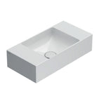 Lavabo 50x25x12h cm. Installazione sospesa o da appoggio. Completo di fissaggi. In ceramica biancaÂ 