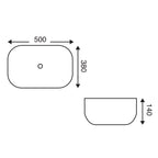 Lavabo da appoggio rettangolare con angoli smussati in ceramica bianco lucido serie CTL cm 50x38