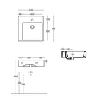 Lavandino in ceramica bianca squadrato. Marca Althea modello Jazz cm 50x50 con forto troppopieno e rubinetto