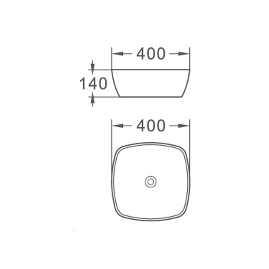 Lavabo consolle quadro 40x40 cm bianco in ceramica BathCore linea Alba