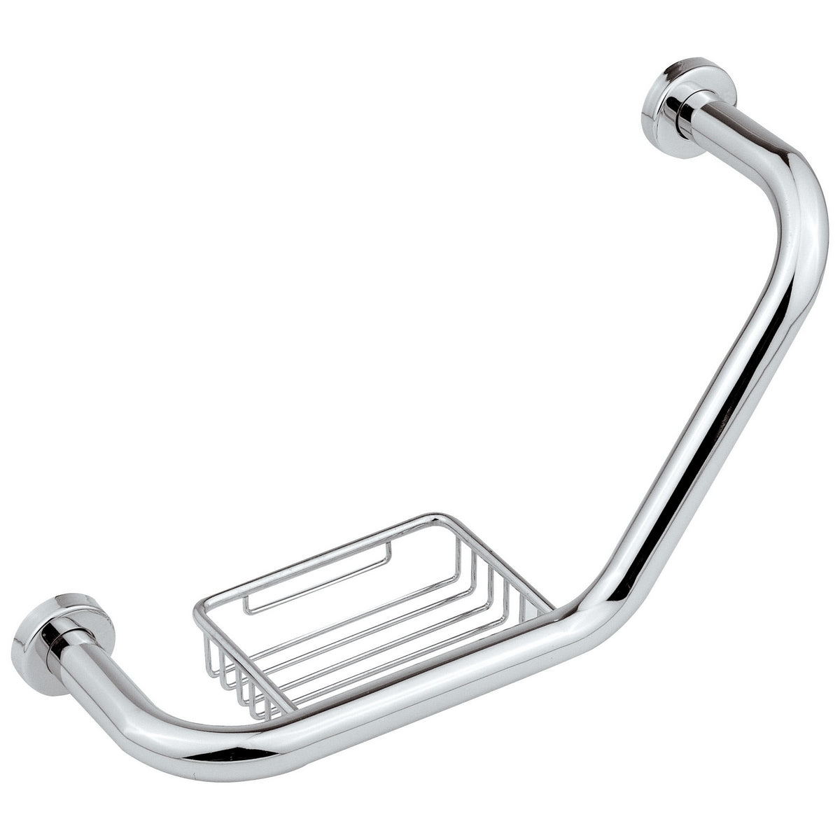 Maniglione vasca in ottone con portasapone integrato 43 cm â€“ Cromo