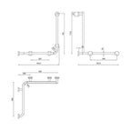 Corrimano ad angolo con montante a destra 65x65x75 cm â€“ Bianco