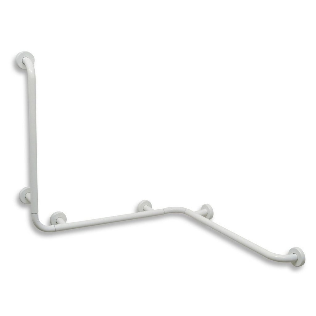 Corrimano ad angolo con montante a sinistra 70x70x80 cm - Bianco