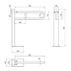 Barra di sostegno ribaltabile a colonna con dispositivo di bloccaggio - 65 cm