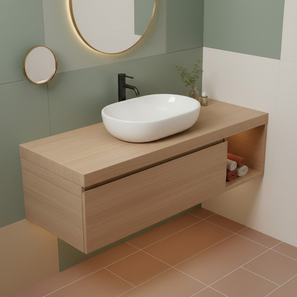 Lavabo da appoggio ovale 59.5x42 bianco in ceramica BathCore linea Alba