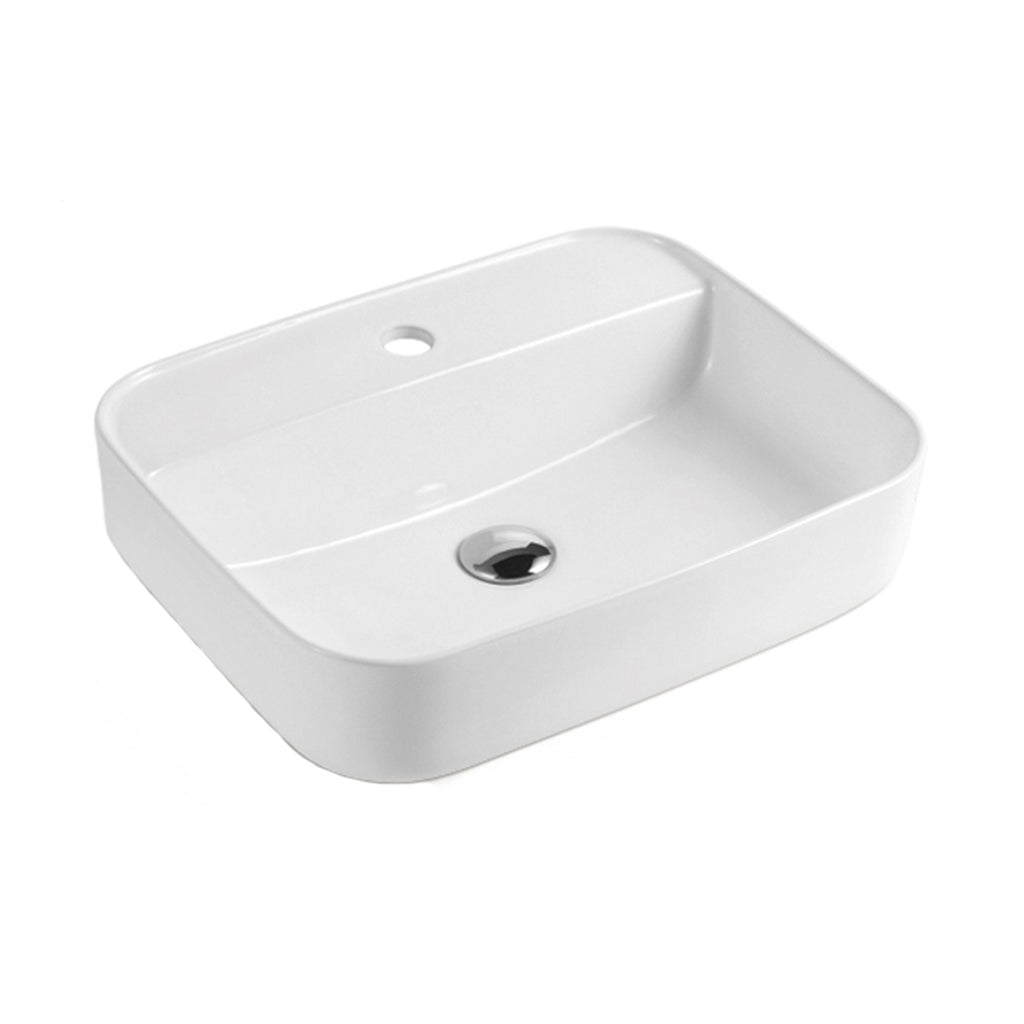 Lavabo consolle monoforo 50x40 bianco in ceramica BathCore linea Alba