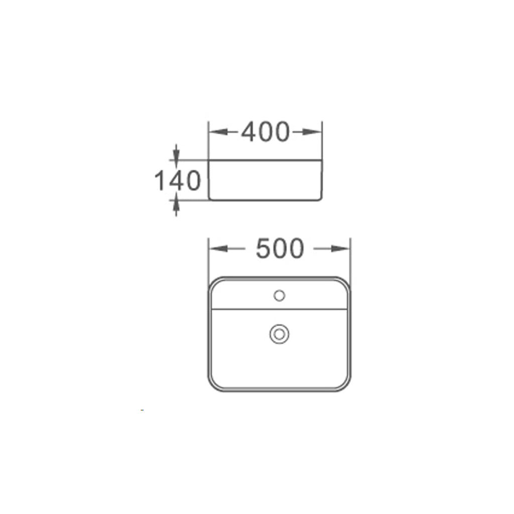 Lavabo consolle monoforo 50x40 bianco in ceramica BathCore linea Alba