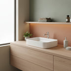 Lavabo da appoggio 50x40 bianco in ceramica BathCore collezione Alba