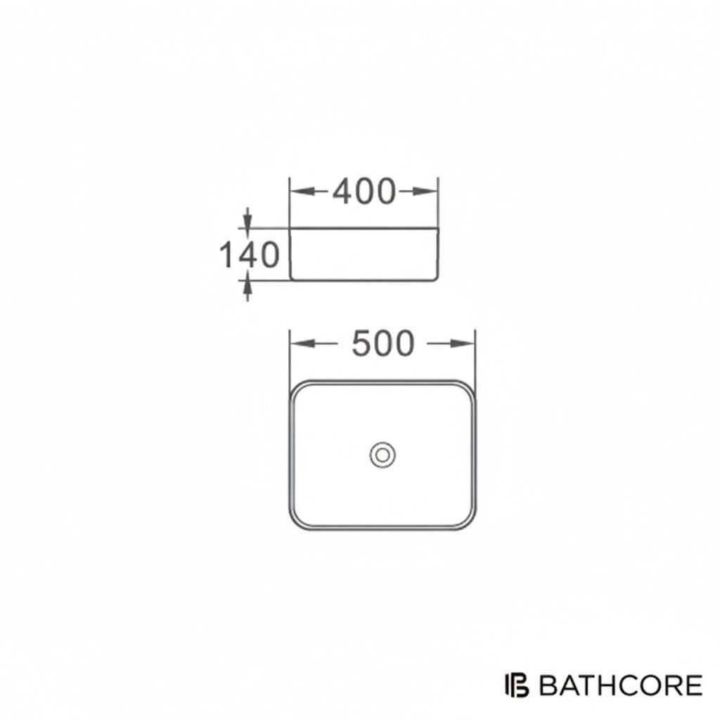 Lavabo da appoggio 50x40 bianco in ceramica BathCore collezione Alba