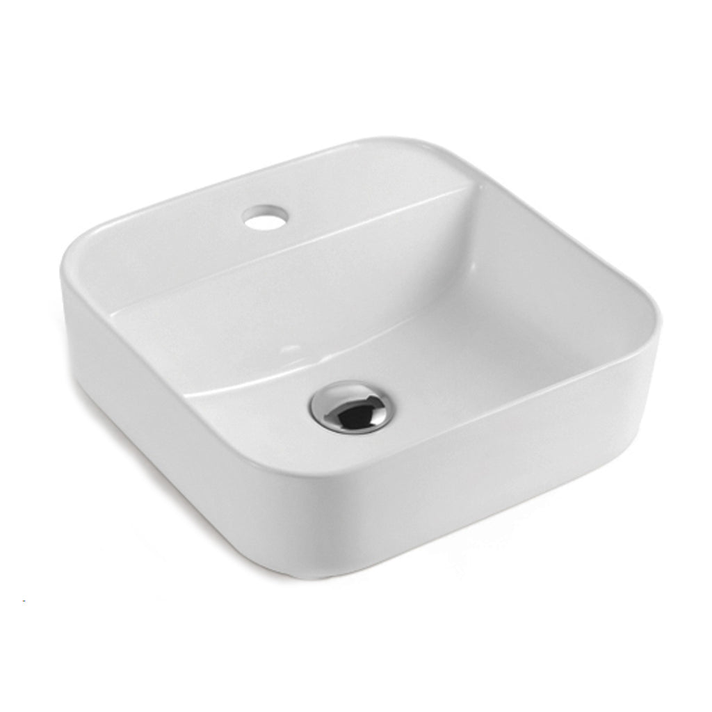 Lavabo consolle monoforo quadro 39cm bianco in ceramica BathCore linea Alba
