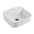 Lavabo consolle monoforo quadro 39cm bianco in ceramica BathCore linea Alba