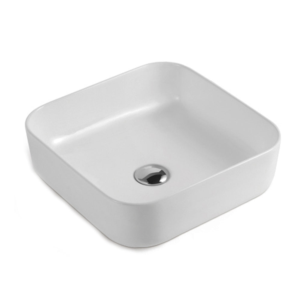 Lavabo consolle quadro 39cm bianco in ceramica BathCore linea Alba