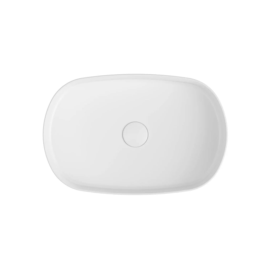 Lavabo da appoggio ovale in ceramica bianco lucido BathCore serie Infinity cm 55x36