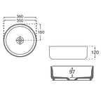 Lavabo da appoggio tondo in ceramica bianco lucido BathCore serie Infinity diam. cm 36