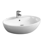 Lavabo d'appoggio monoforo BathCore Claim in ceramica bianca con troppo pieno cm 57x44