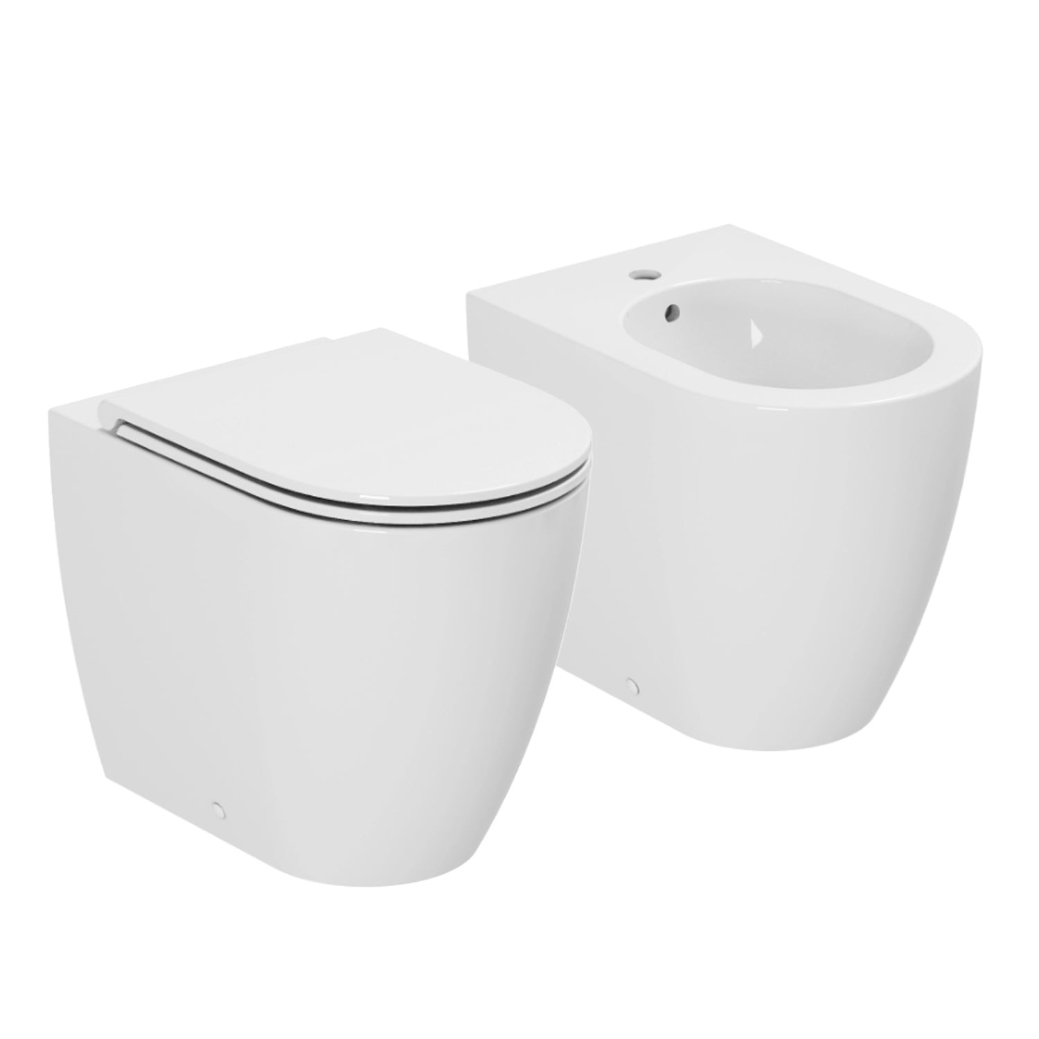 Sanitari filomuro serie Comoda Ceramica Azzurra 50x36x42H cm con sedile - Bianco lucido