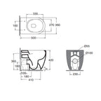 Sanitari filomuro serie Comoda Ceramica Azzurra 50x36x42H cm con sedile - Bianco lucido