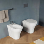 Set sanitari Azzurra XL vaso WC e bidet a terra 61x43x49H cm con sedile â€“ Bianco lucido