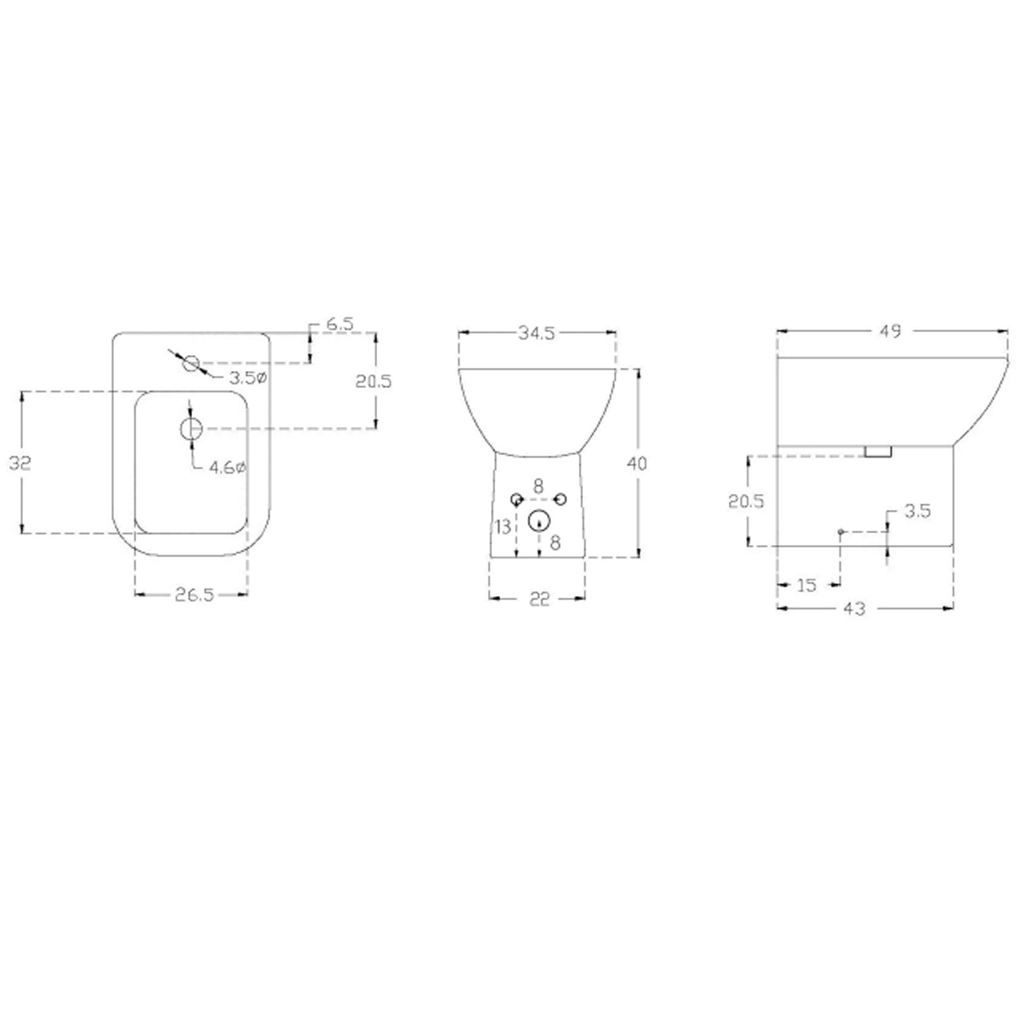 Bidet filomuro collezione Jasmine 49x34