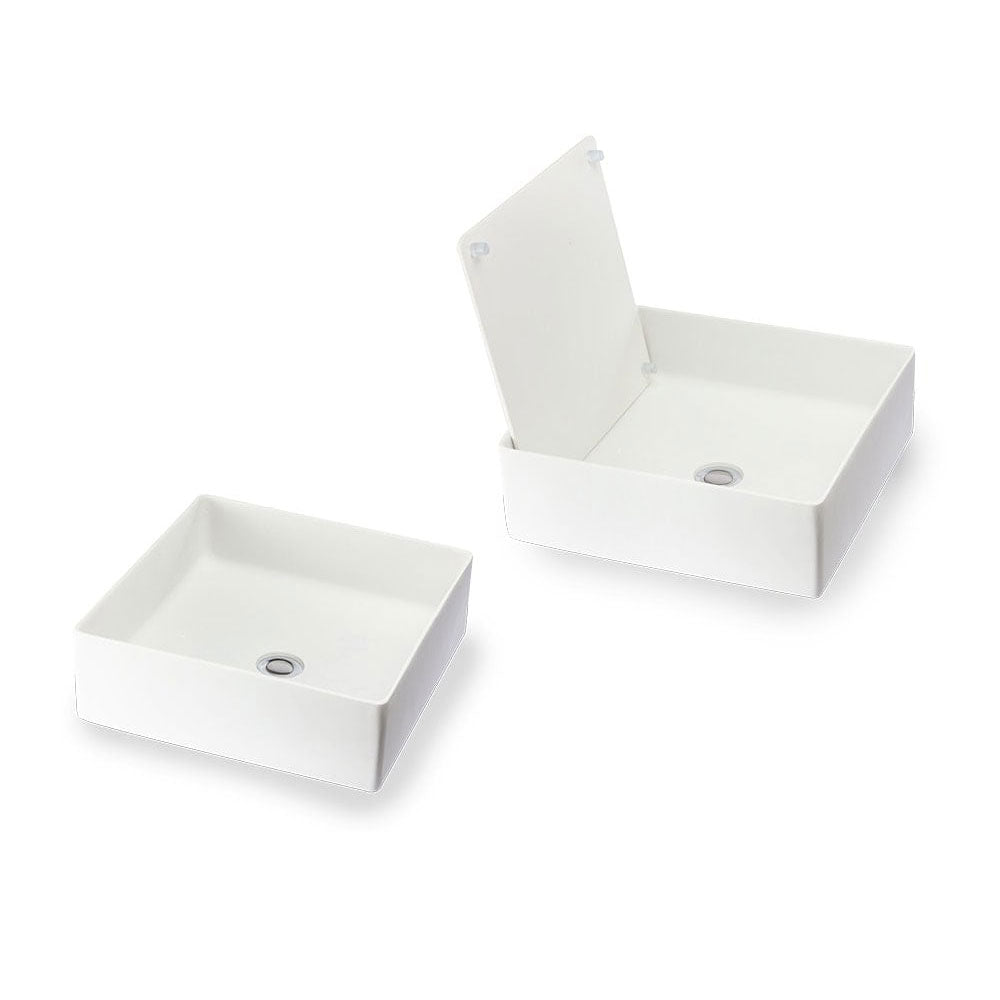 Lavandino da appoggio 'Trabocchetto Basin' in resina cm 40x40x13h by Cipi - Bianco