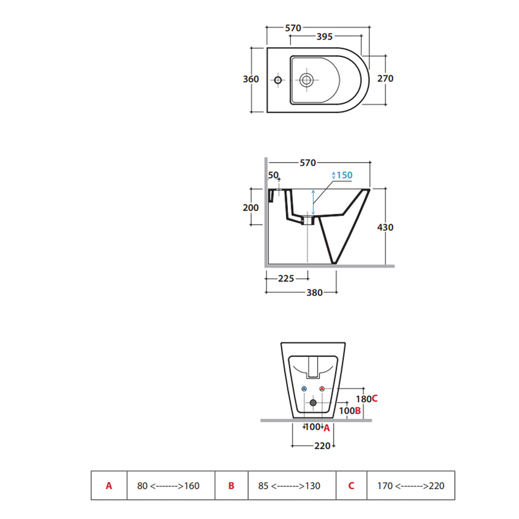 Bidet filoparete Multi 57x36 cm modello Forty3 Ceramica Globo