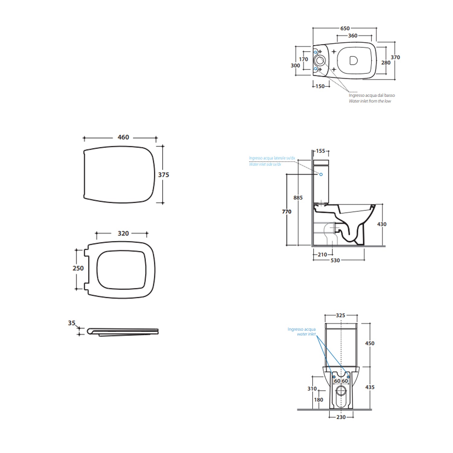 Vaso monoblocco filoparete 65x37 cm modello Daily Ceramica Globo - sedile Softclose