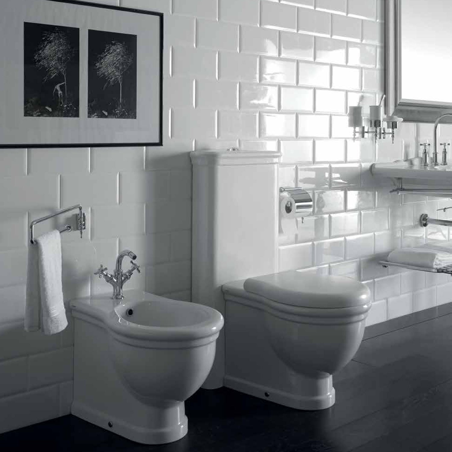 Bidet monoforo installazione filo parete 57x38 cm modello Paestum Ceramica Globo