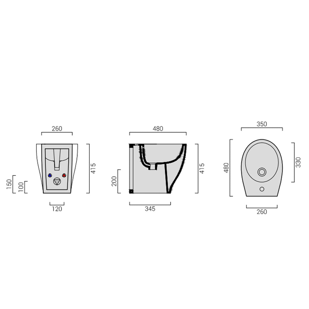 Bidet filo muro con profonditÃ  ridotta di 48 cm Domus Falerii Mascalzone