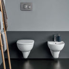 Sanitari sospesi wc+bidet +sedile normal close Geberit 'Selnova Pro' cm 53