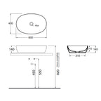 Lavabo da Appoggio modello Elegance 60x40 Ceramica Azzurra con bordo sottile