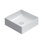 Lavabo quadrato cm 42x42x16h. Installazione da appoggio. In ceramica biancaÂ 