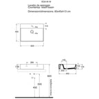 Lavabo da appoggio squadrato Ceramica Azzurra Elegance 60x45 cm