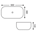 Lavabo da appoggio rettangolare con angoli smussati in ceramica bianco lucido serie CTL cm 60x38
